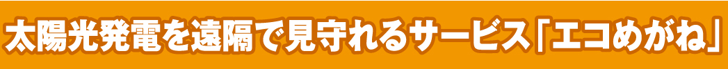 太陽光発電を遠隔で見守れるサービス「エコめがね」